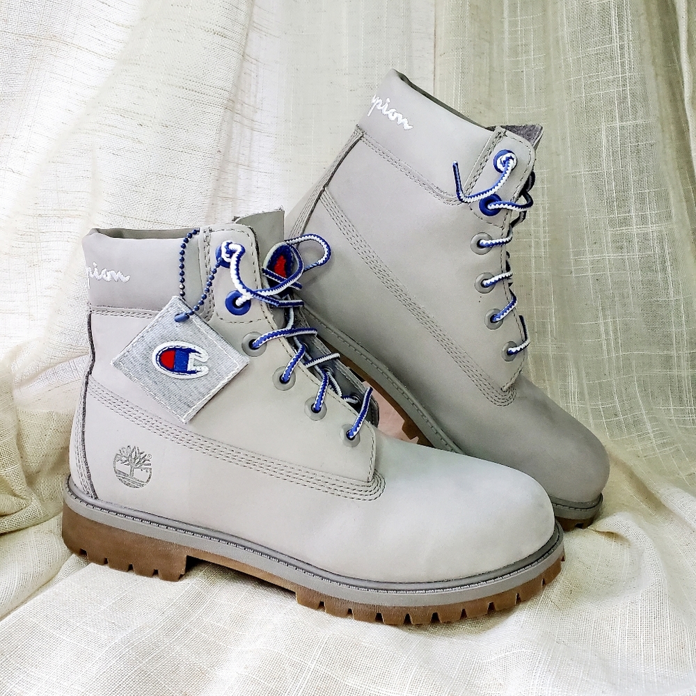 Timberland X Champion Gray Nubuck 6" Premium Waterproof Boots Size 6